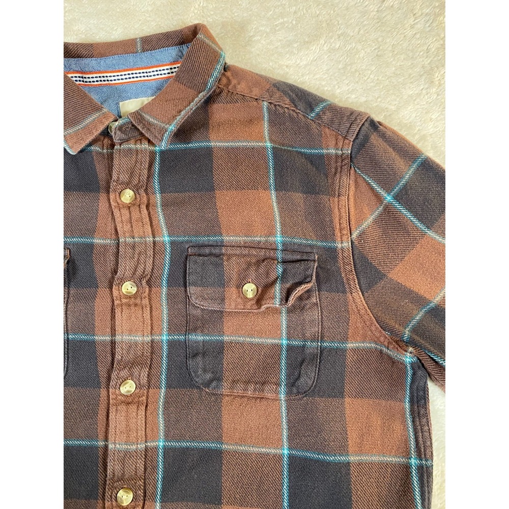 The Normal Brand Shirt Men's M-T Brown Blue Plaid Flannel Long Sleeve Cotton - Picture 3 of 10